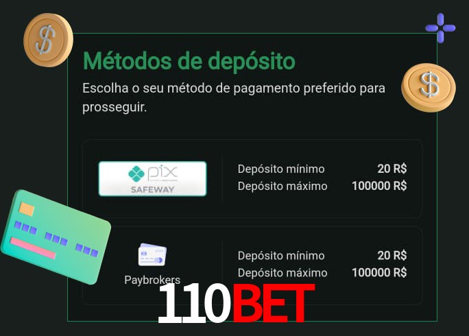O cassino 110Bet oferece uma grande variedade de métodos de pagamento